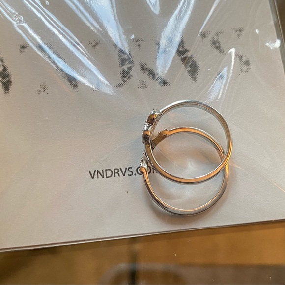 Sterling Silver CZ Heart Ring Set, Size 6 - Picture 4 of 8